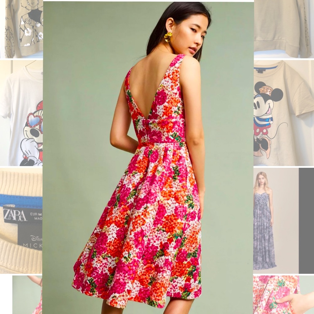 NWT ANTHROPOLOGIE EMBROIDERED FLORAL DRESS sz 4